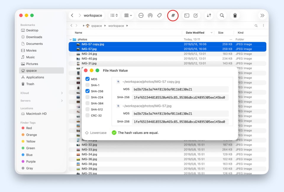 Calculate Hashes in One Click